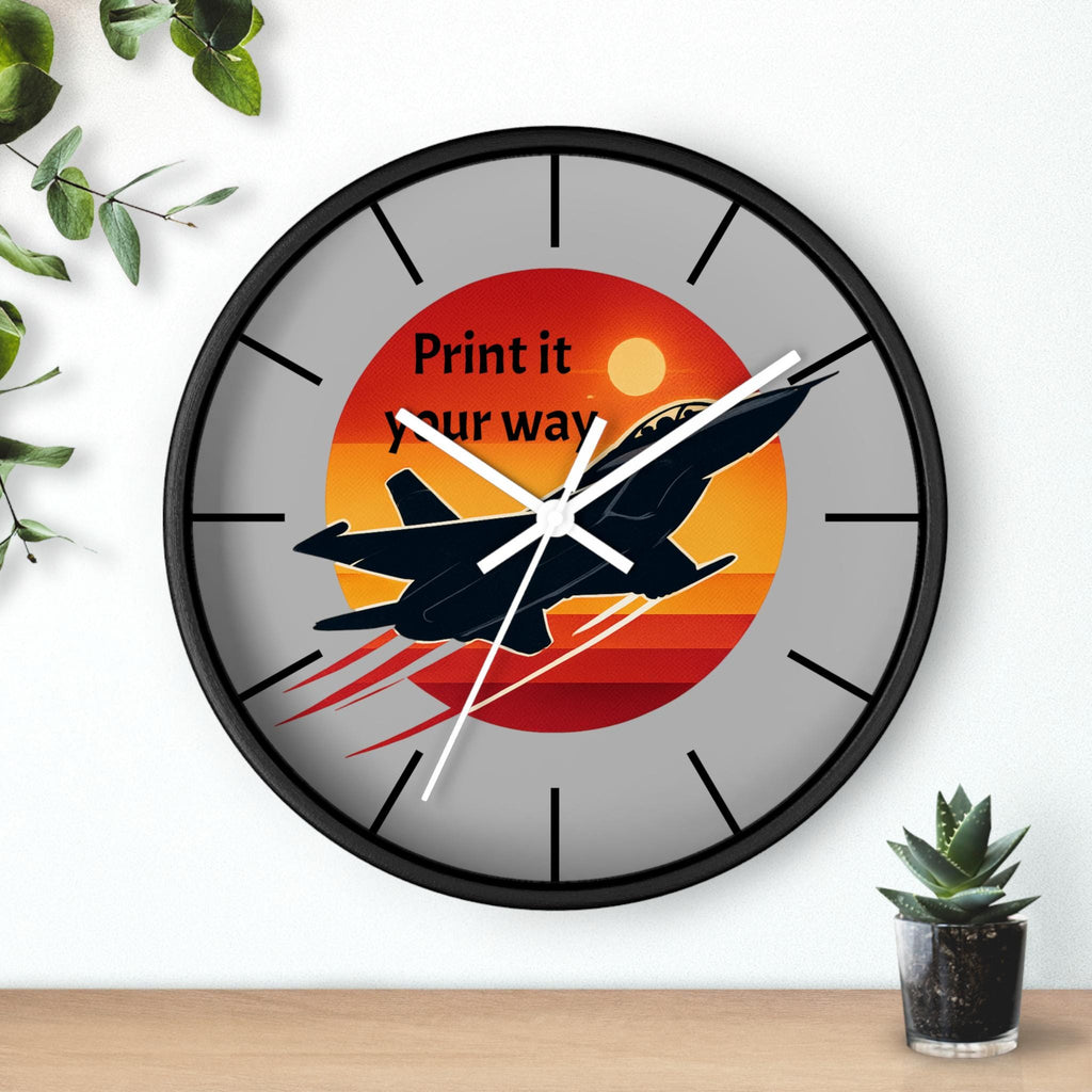 Jet Fighter Sunset Wall Clock | Military Aviation Decor, Pilot Room Clock