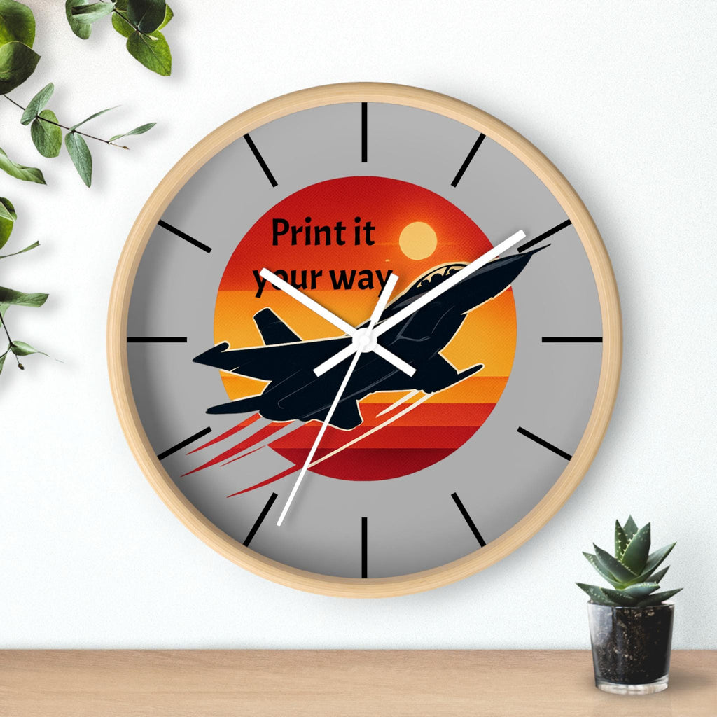 Jet Fighter Sunset Wall Clock | Military Aviation Decor, Pilot Room Clock