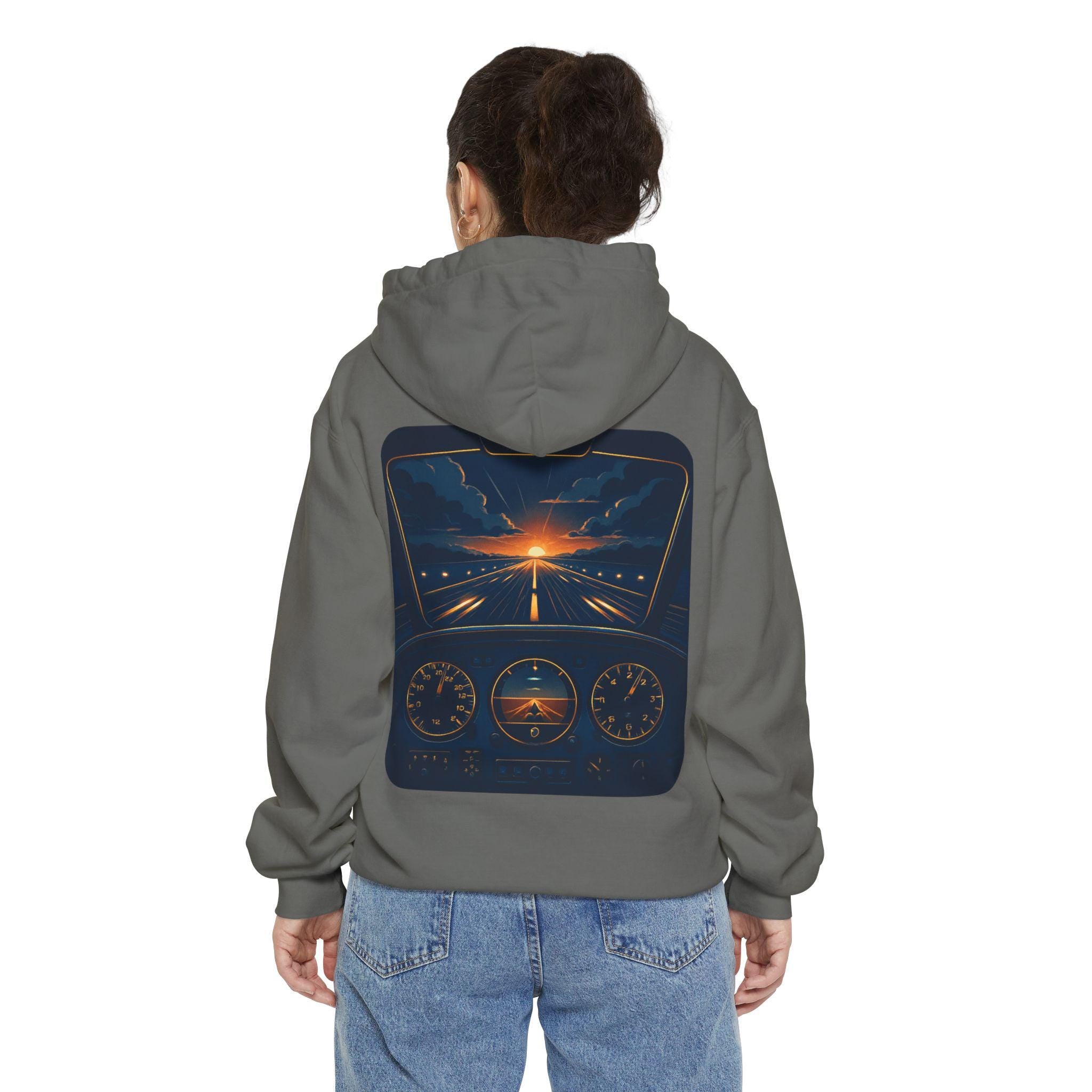 Pilot Cockpit Hoodie, Aviation Sweatshirt, Feel the Vibe, Fly the Style, Unisex Garment-Dyed Hoodie, Airplane Apparel