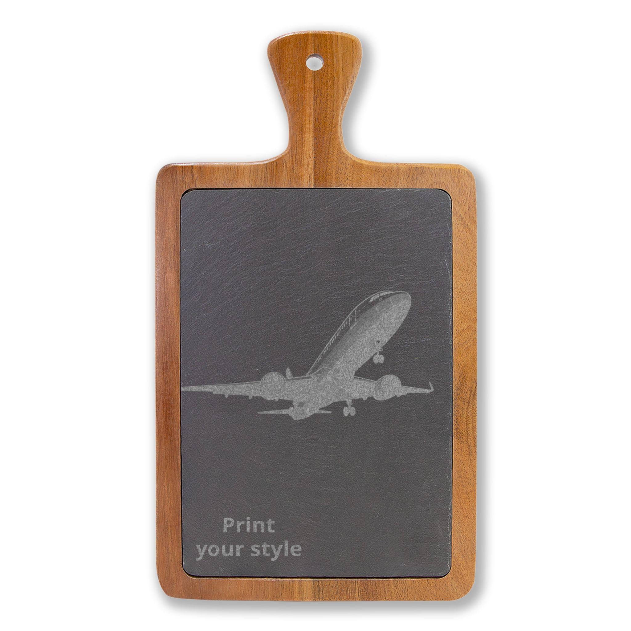 Engraved Charcuterie Board with Slate Round, Cheese Knife Set | Personalized Serving Platter