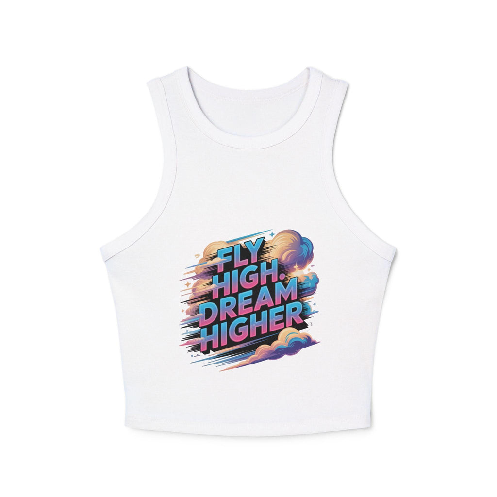 Fly High Dream Higher tank top | Vintage clouds graphic