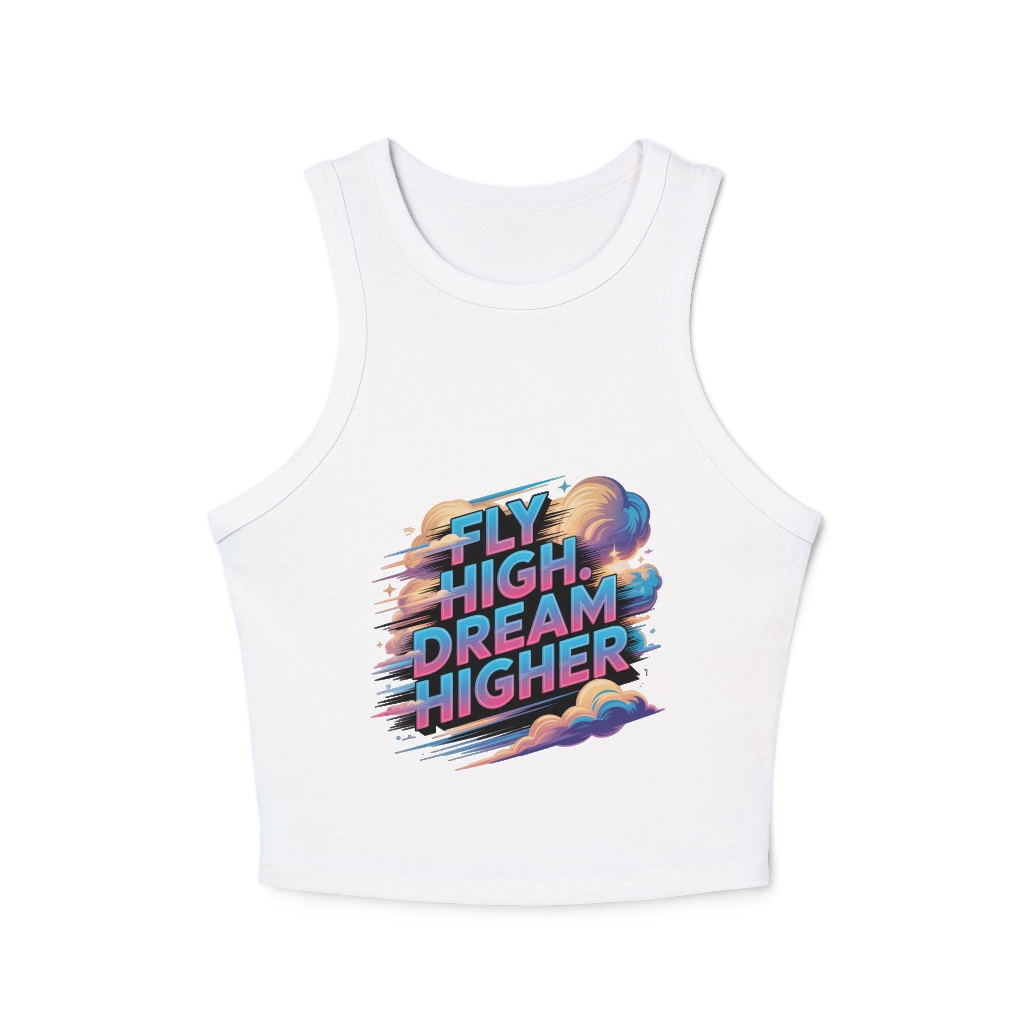 Fly High Dream Higher tank top | Vintage clouds graphic