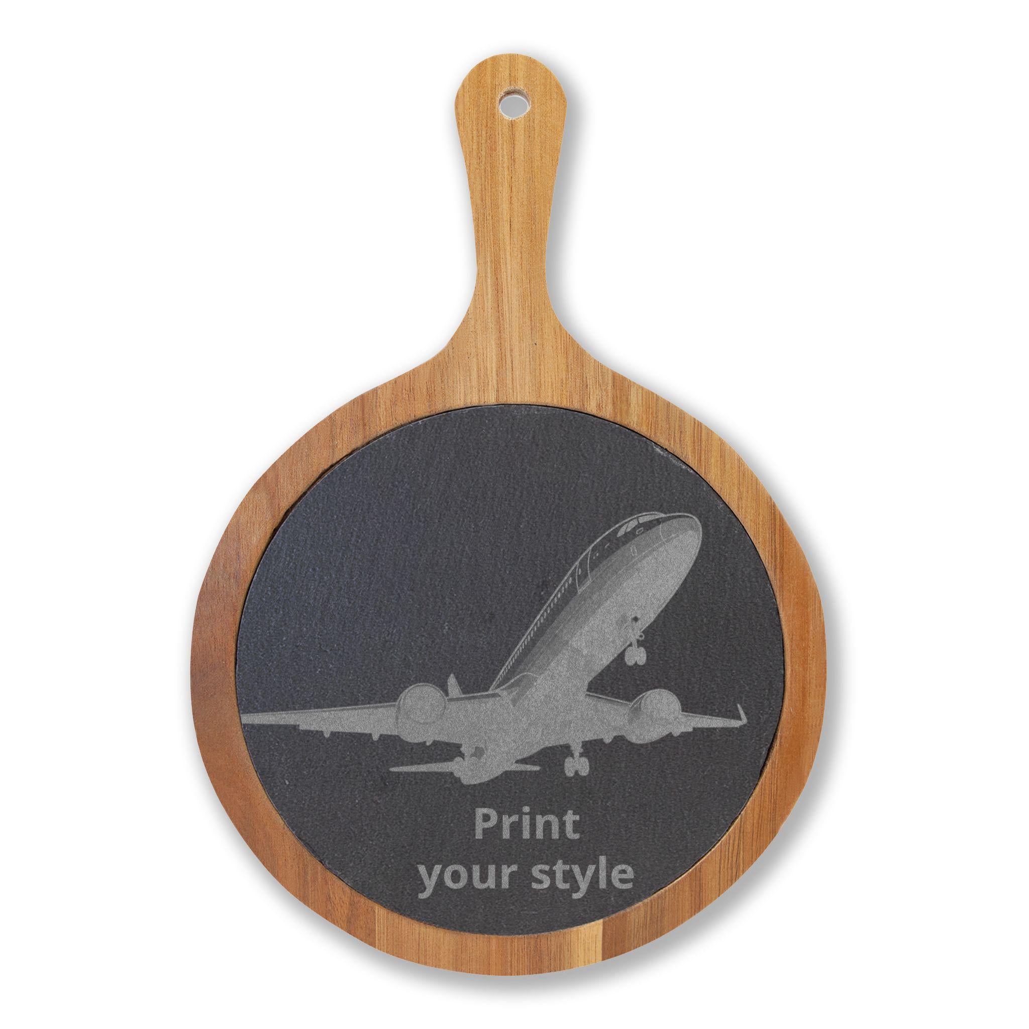 Engraved Charcuterie Board with Slate Round, Cheese Knife Set | Personalized Serving Platter
