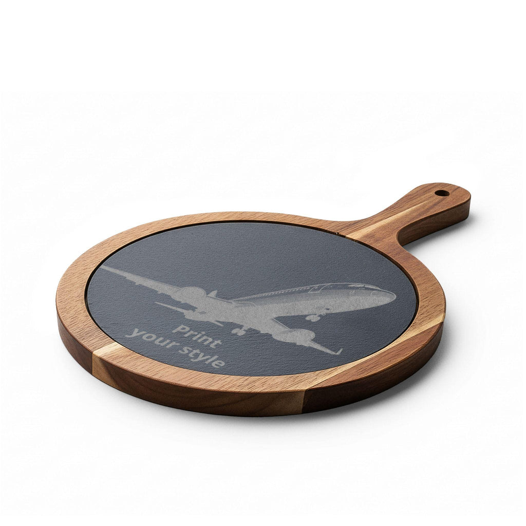 Engraved Charcuterie Board with Slate Round, Cheese Knife Set | Personalized Serving Platter