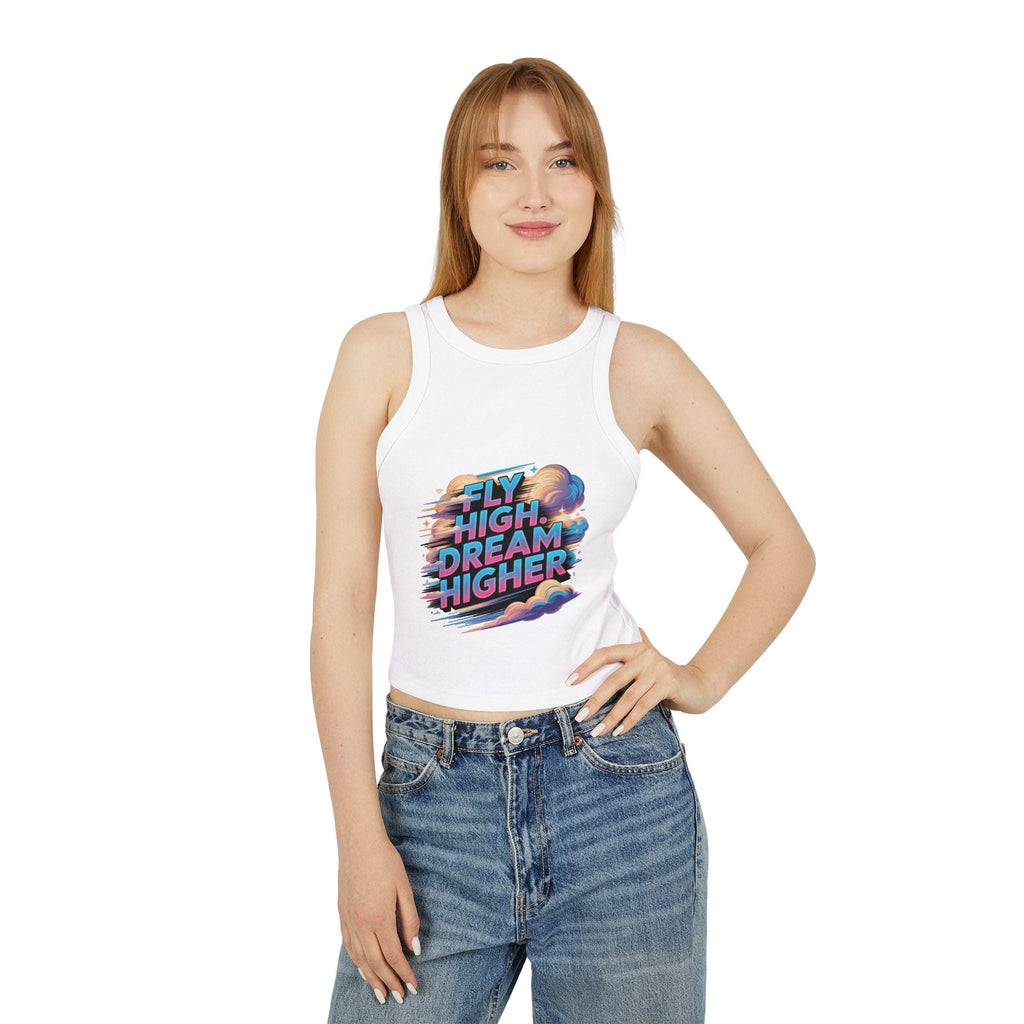 Fly High Dream Higher tank top | Vintage clouds graphic