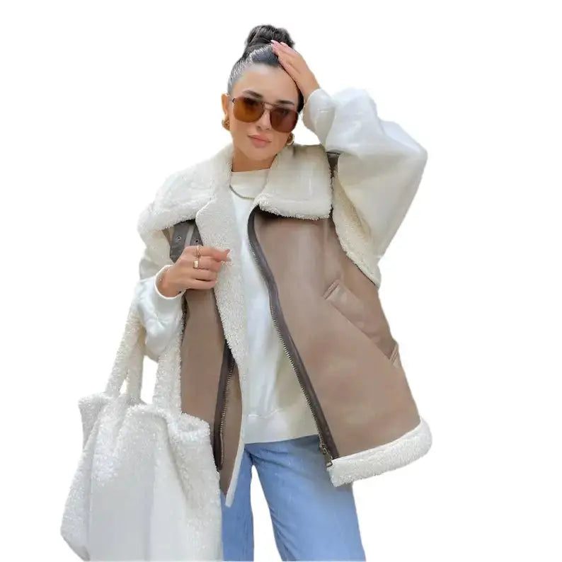 Women’s Shearling Aviator Leather Vest